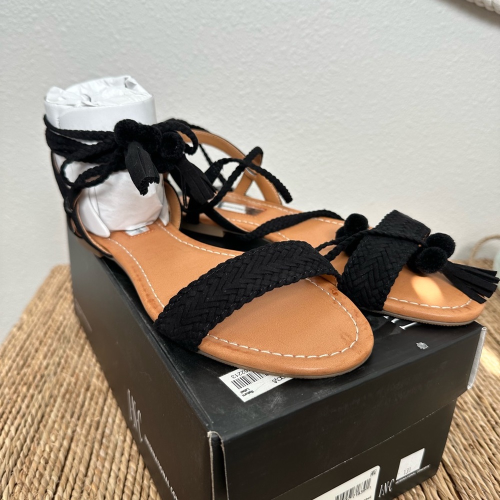 INC International Concepts Black Braided Sandals